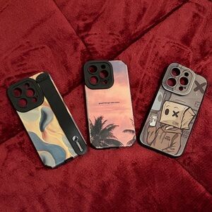 Stylish Phone Case Set - Abstract, Sunset, and Cartoon Designs